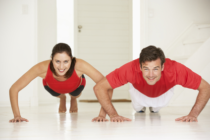 couple working out at home